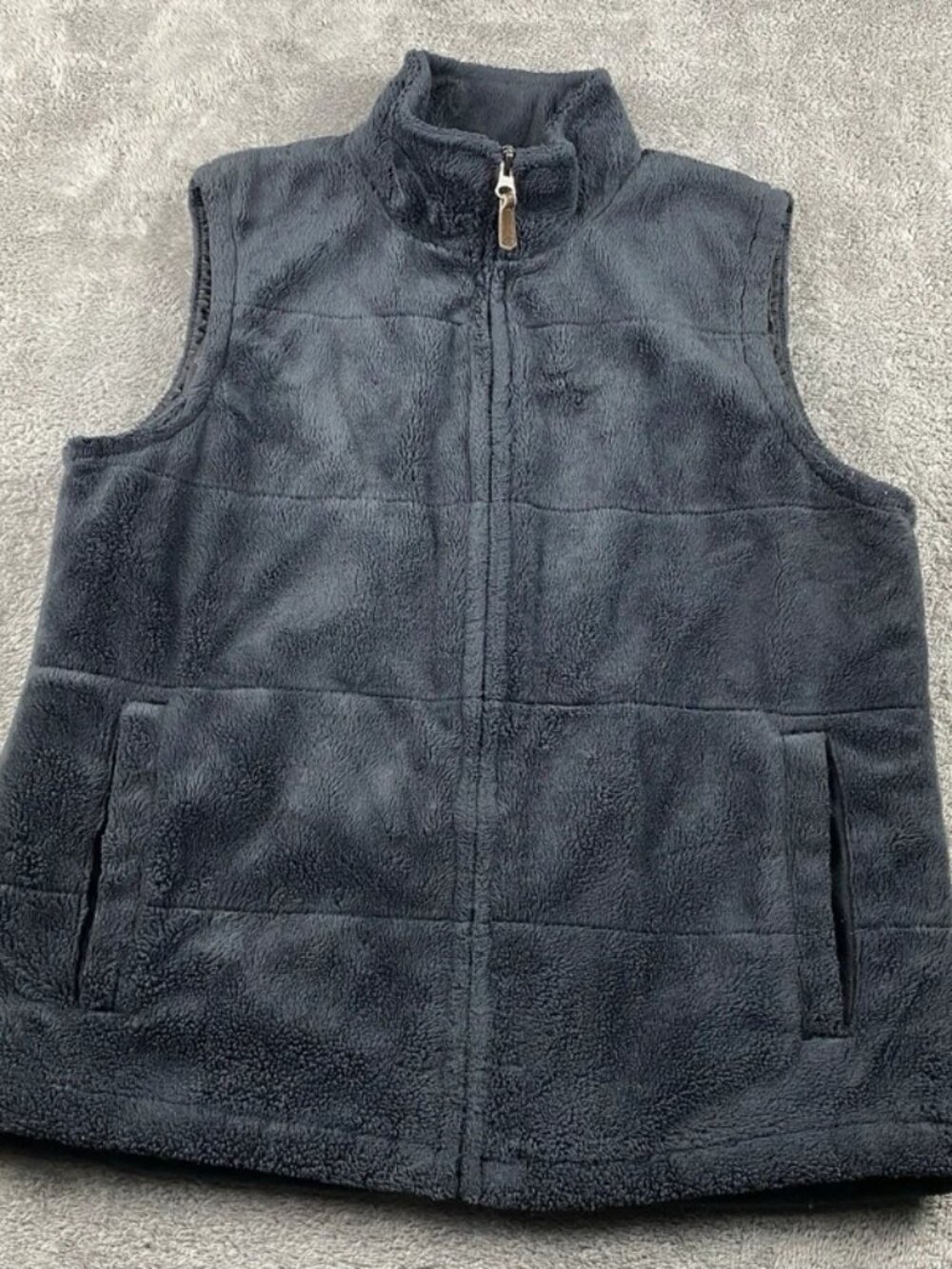 Columbia Fleece Vest Womens Medium Black Full Zip Pockets Outdoor Warm Layering